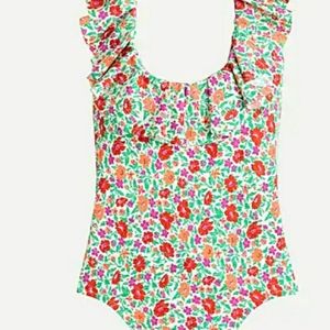 Ruffle floral one piece swimsuit